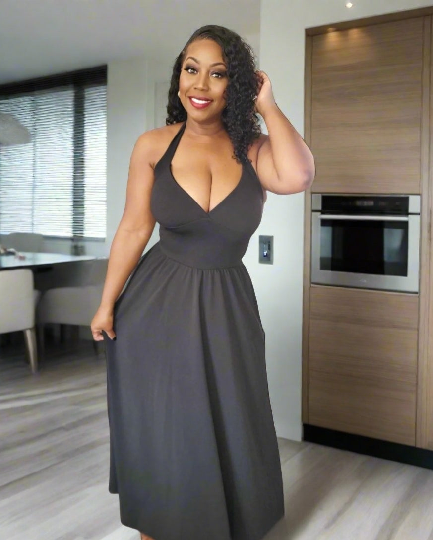 halter dress product info and reviews Halter Draped Maxi Dress Black White