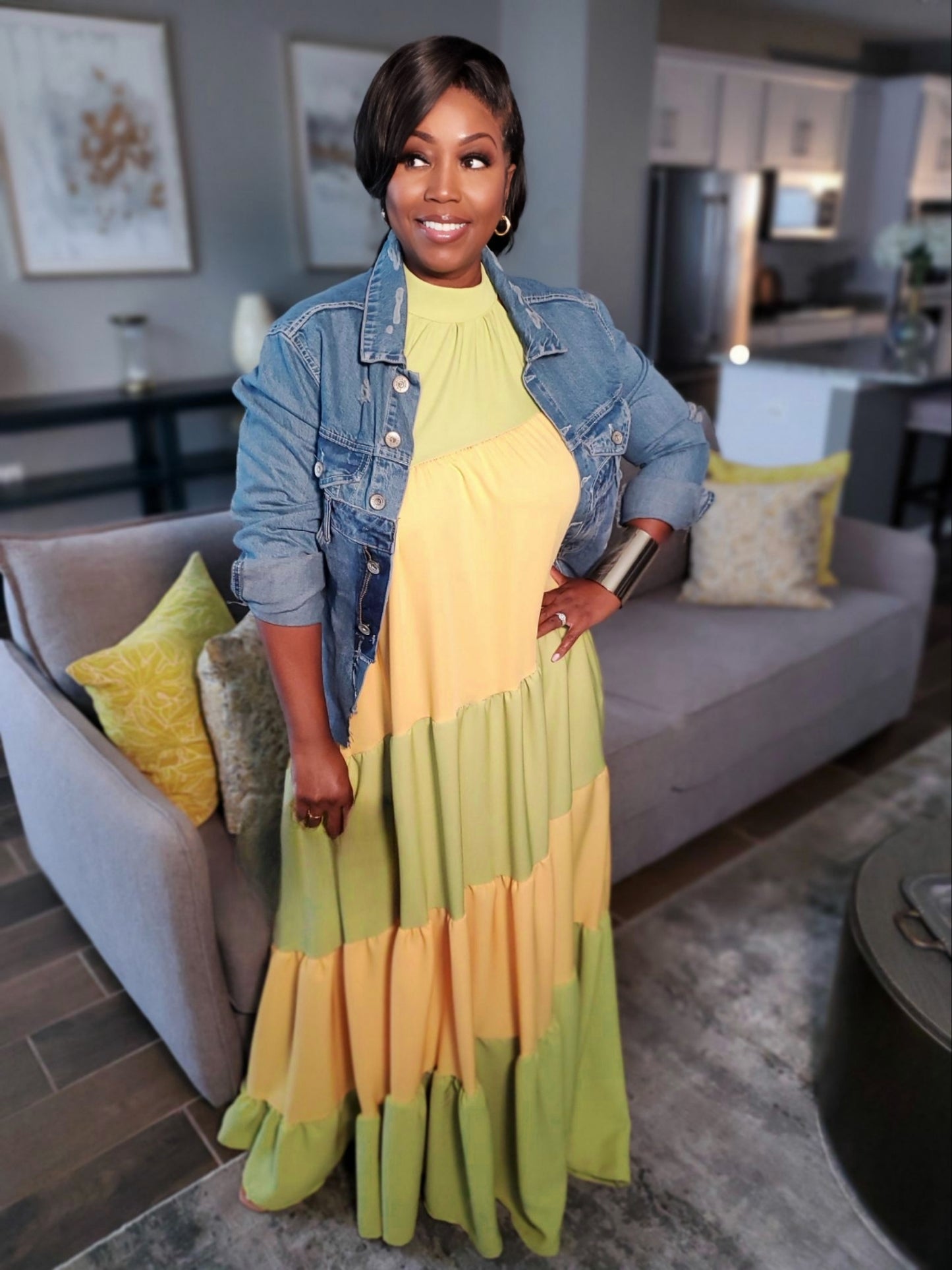 Autumn Glow Tiered Halter Maxi Dress| Review Description & Return Policy Prior To Purchase