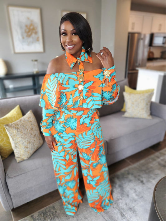 Island Glow Off-Shoulder Pant Set | Review Description & Return Policy Prior To Purchase