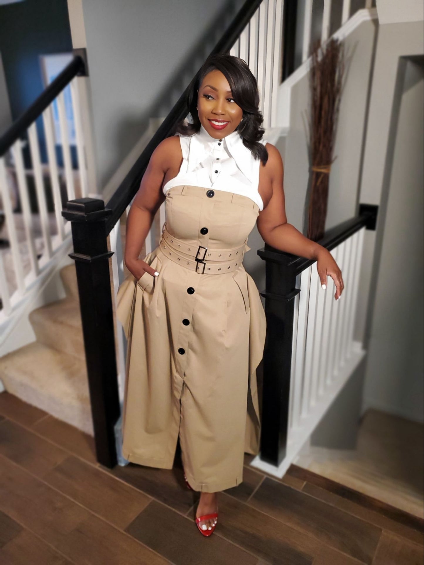 Uptown Edge Strapless Trench Dress | Review Description & Return Policy