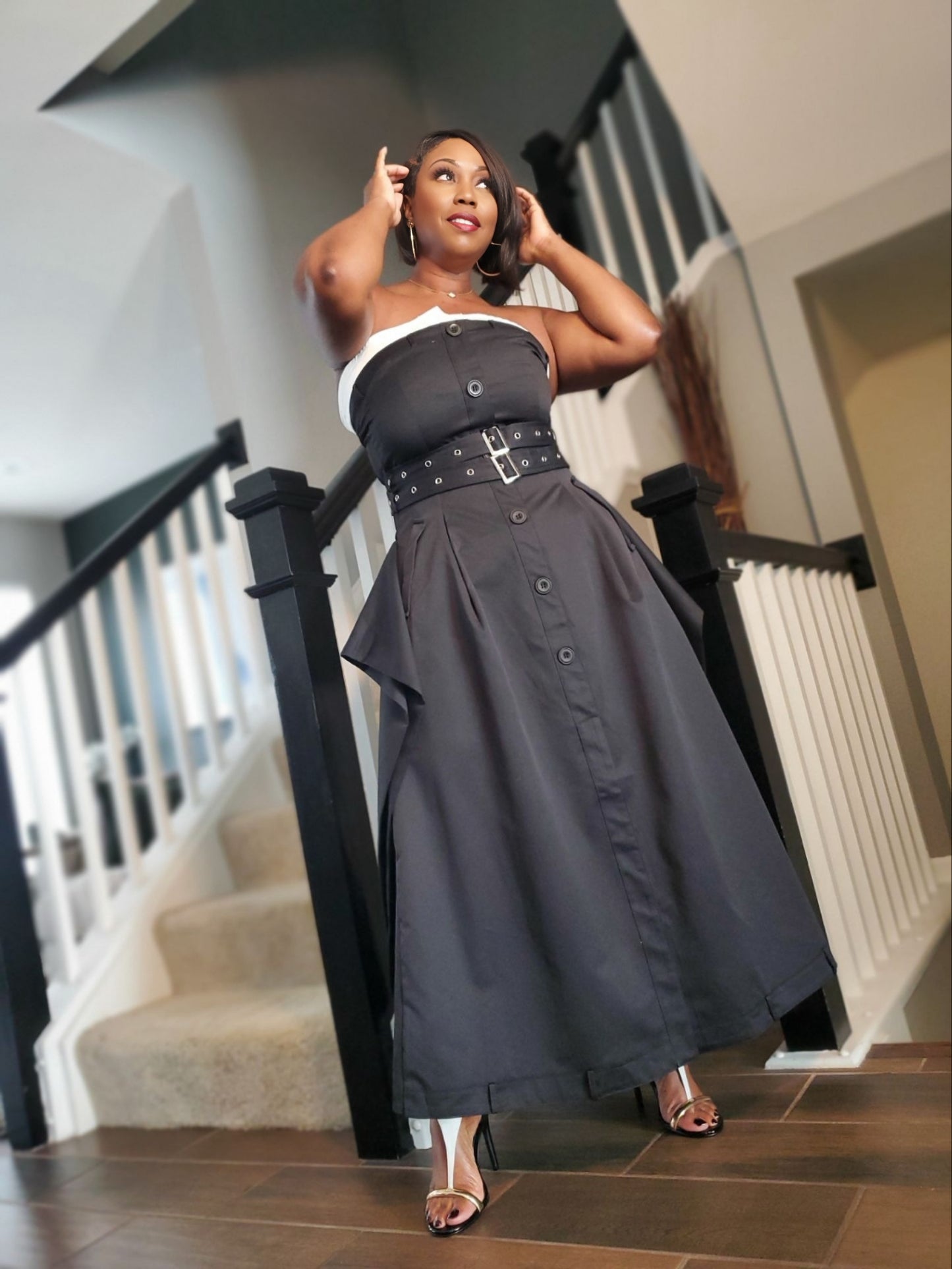 Uptown Edge Strapless Trench Dress | Review Description & Return Policy