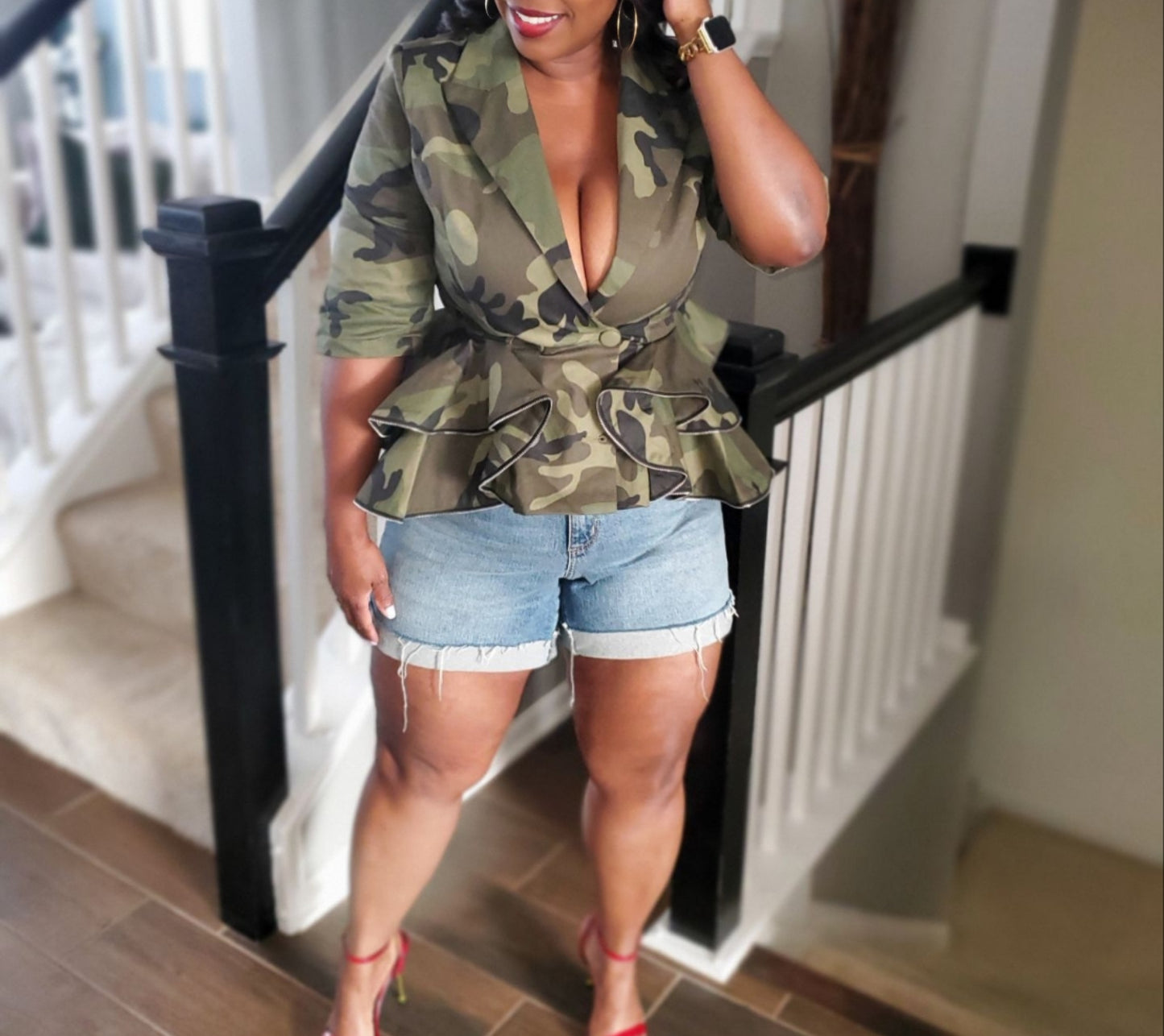 Camo Peplum Blazer | Review Description & Return Policy