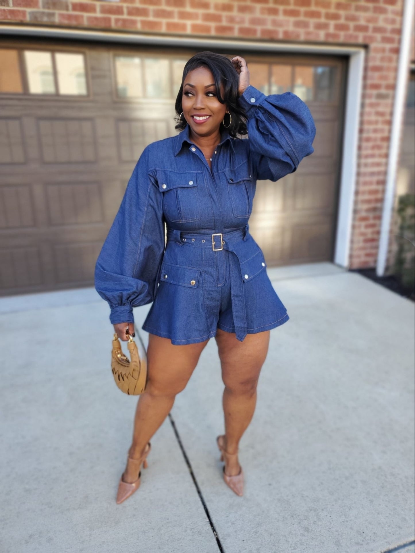 Icon Belted Denim Utility Romper | Review Description & Return Policy