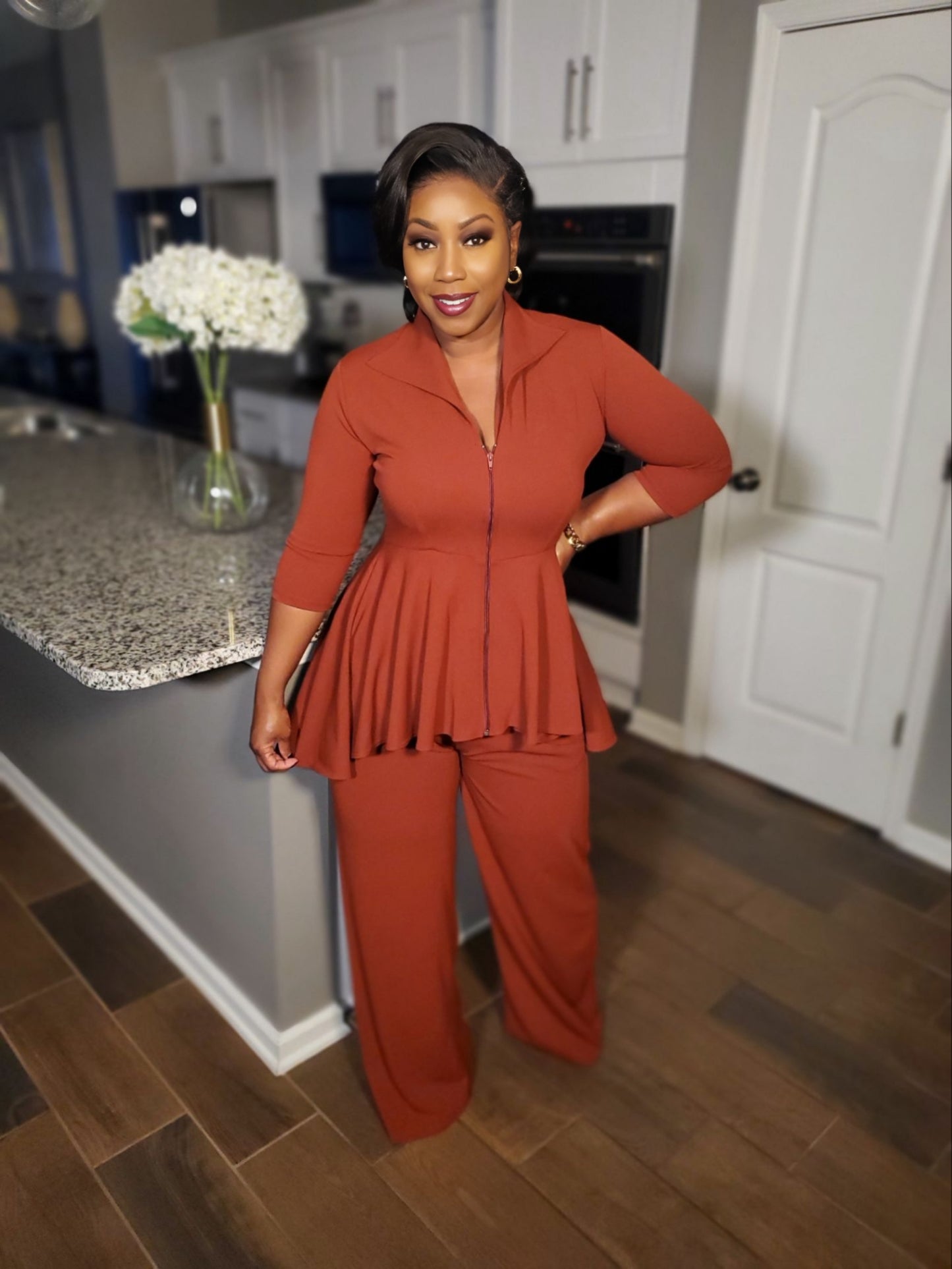 Elegant Two-Piece Peplum Pants Set | Review Description & Return Policy Prior To Purchase