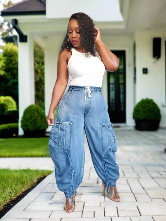 Relaxed Fit Cargo Denim Pants | Review Description & Return Policy Prior To Purchase