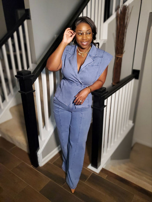 Power Move Denim Pants Set | Review Description & Return Policy Prior To Purchase