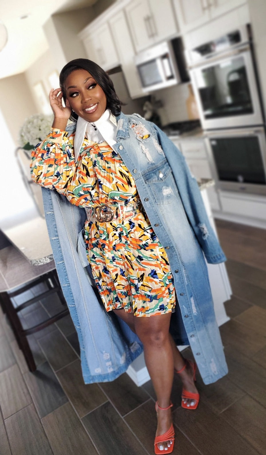 Printed Pleated Loose Fit Mini Dress | Review Description & Return Policy Prior To Purchase