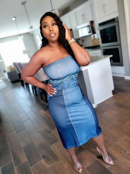 The Faux Denim Dress | Review Description & Return Policy Prior To Purchase