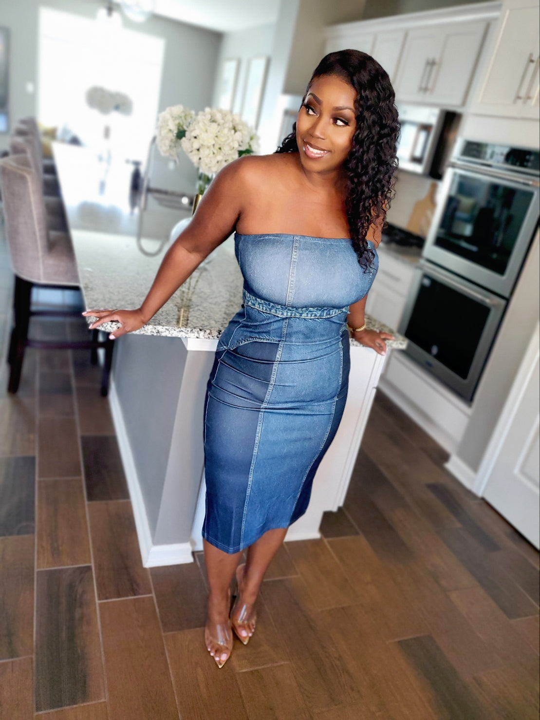 The Faux Denim Dress | Review Description & Return Policy Prior To Pur Ronnie Marie Boutique The Faux Denim Dress | Review Description & Return Policy Prior To Pur Ronnie Marie Boutique
