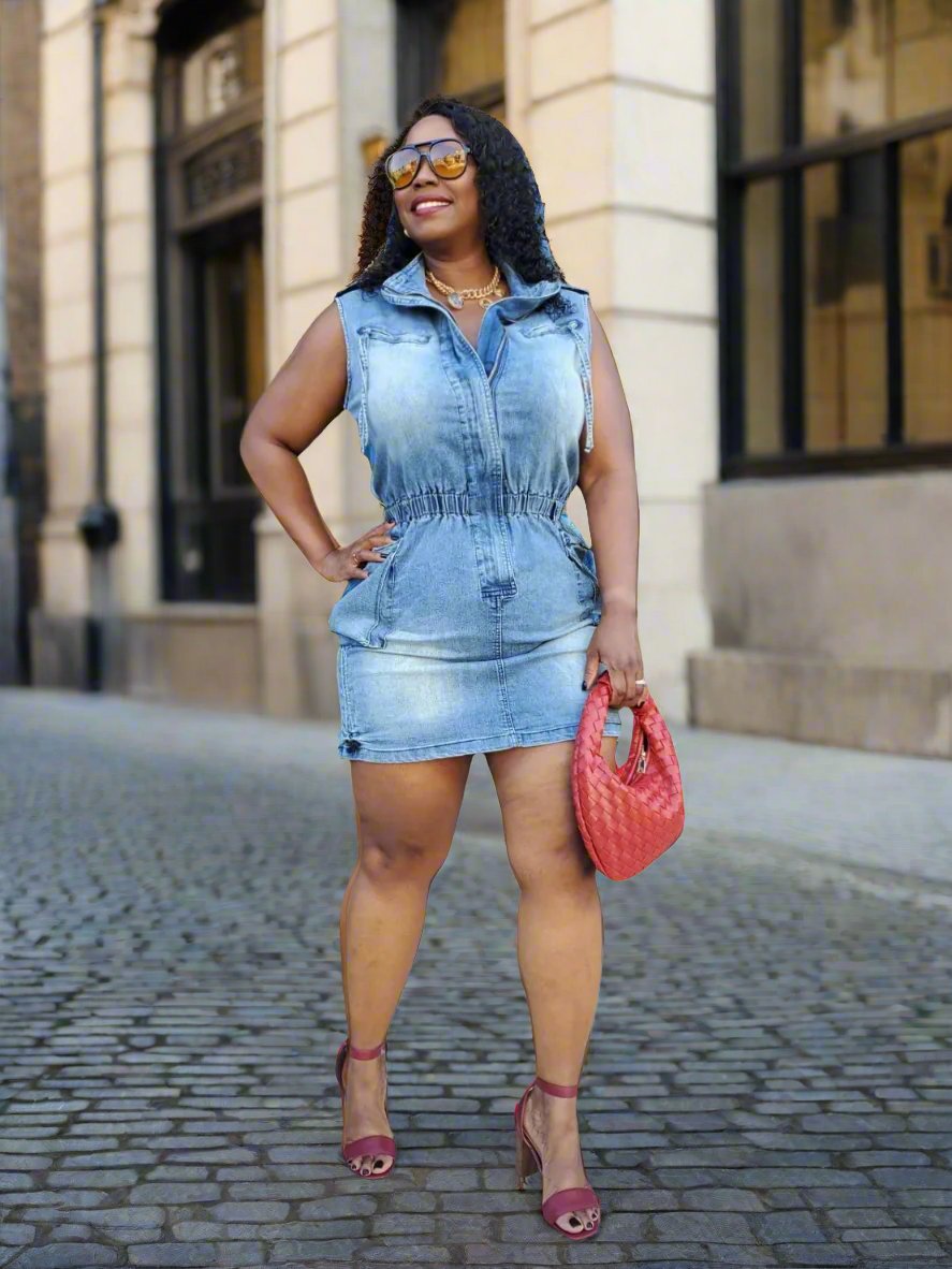 Street Style Denim Cargo Dress | Review Description & Return Policy Prior To Purchase