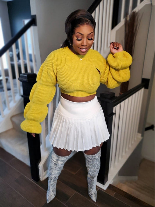 Chic Balloon Sleeve Crop Sweater | Review Description & Return Policy Prior To Purchase