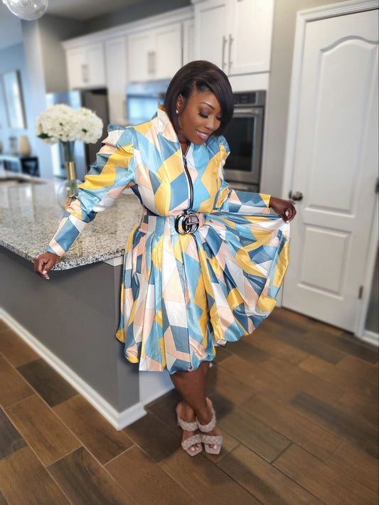 Modern Muse Geometric Bubble Dress | Review Description & Return Policy