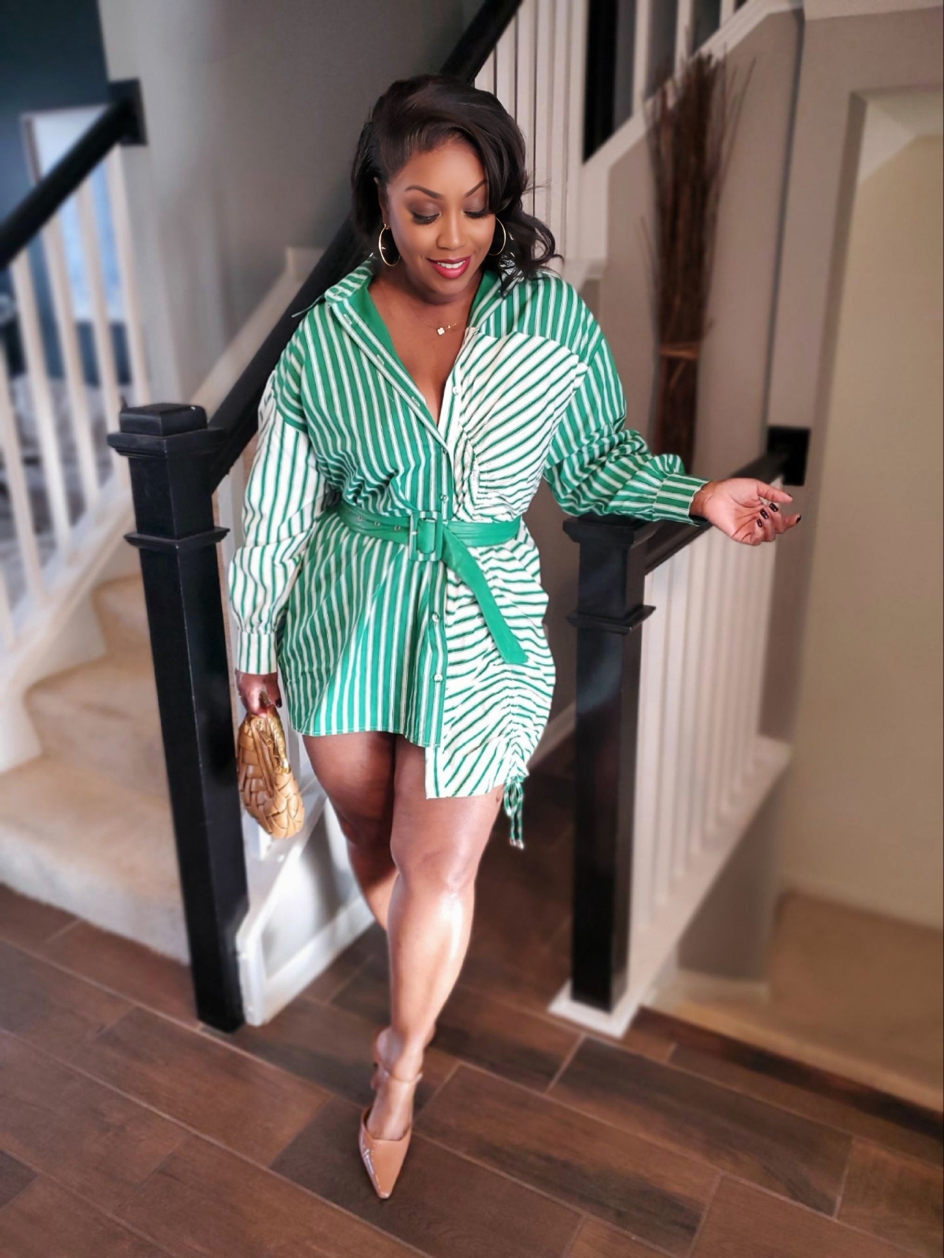 green ruched shirt dress Yosselin Ruched Shirt Dress Lime