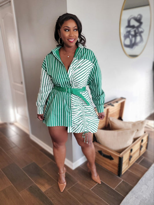 Ruched Belted Tunic Shirt Dress | Review Description & Return Policy