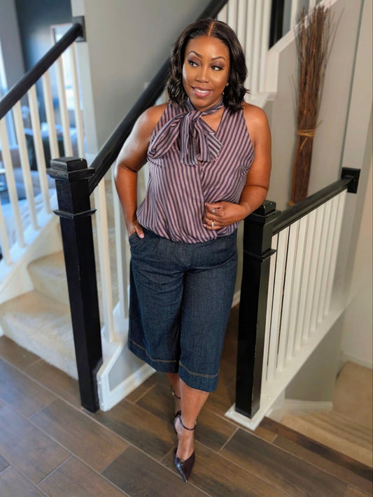 The Chic Allure Striped Halter Blouse | Review Description & Return Policy