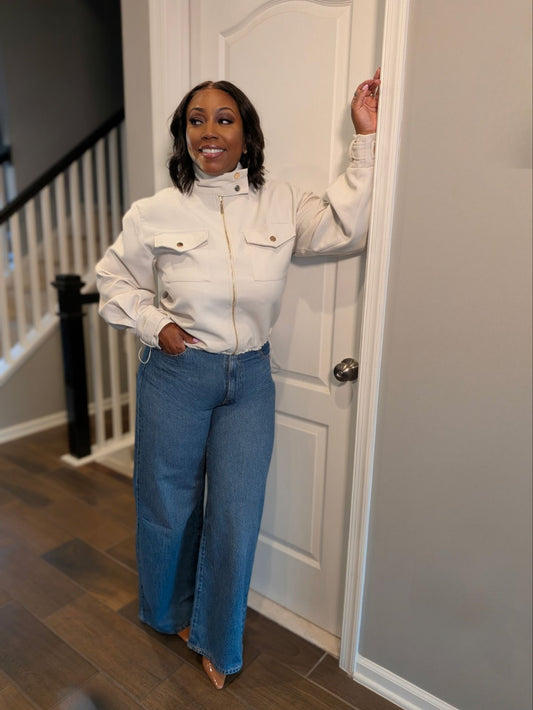 The Funnel Neck Cropped Utility Jacket | Review Description & Return Policy