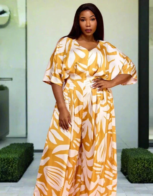 Golden Palm Breeze Jumpsuit - Pre Order | Review Description & Return Policy Prior To Purchase