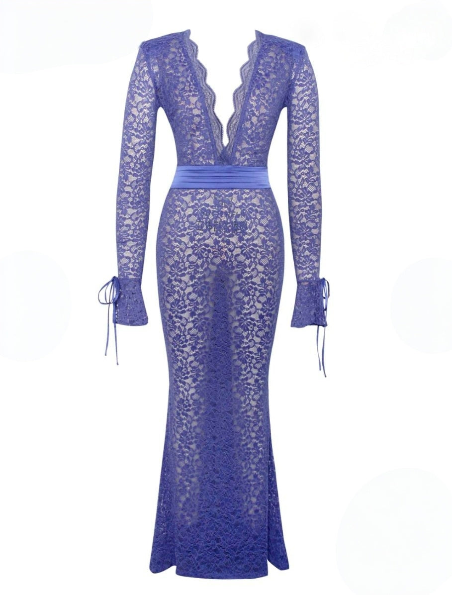 Blue Dahlia Deep-V Lace Dress | Review Description & Return Policy