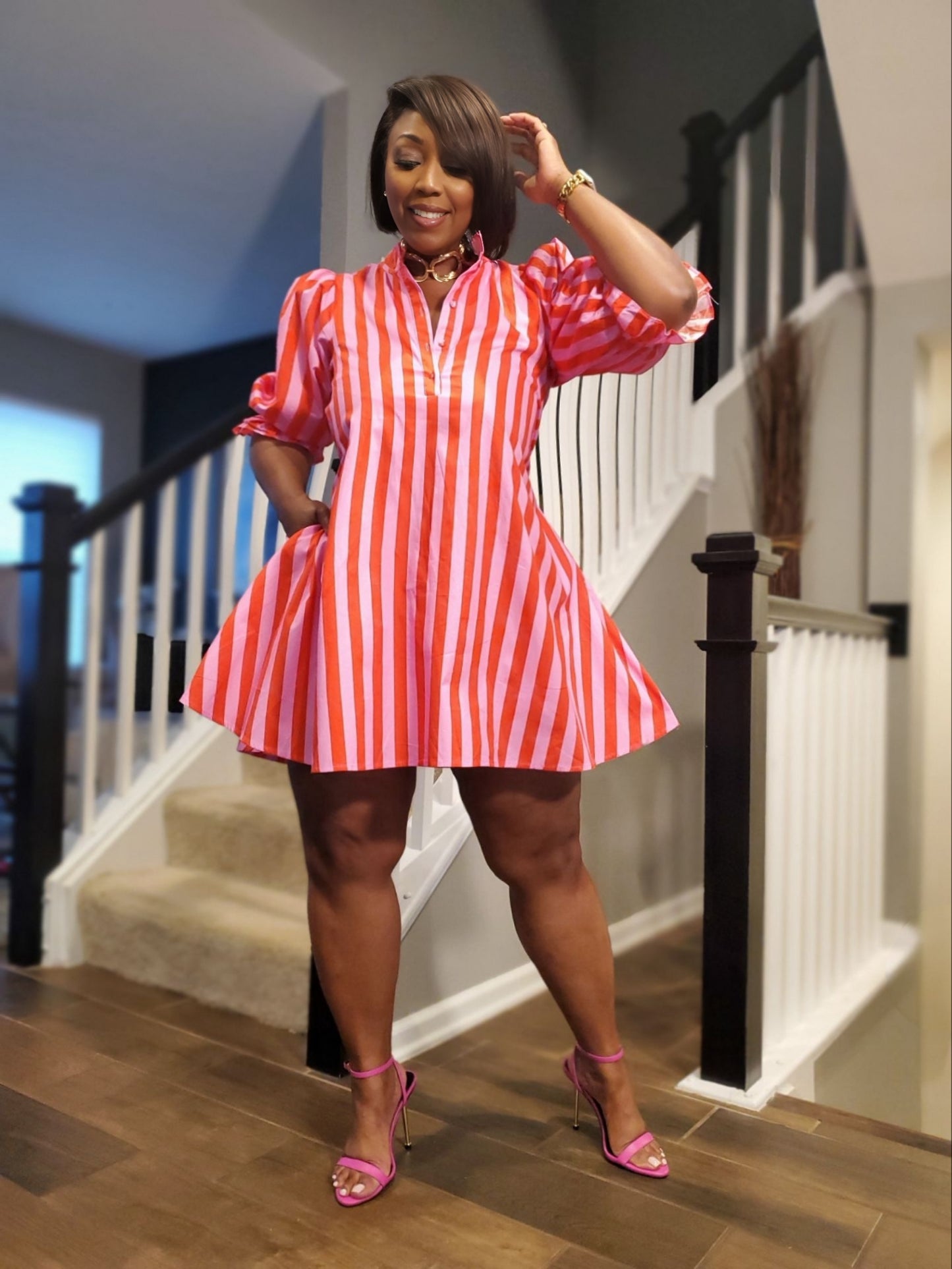 The Spring Striped Drawstring Babydoll Dress | Review Description & Return Policy