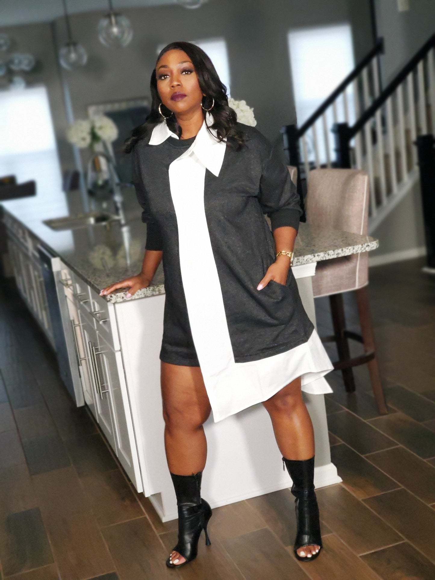 Asymmetrical Knit Shirt Dress | Review Description & Return Policy Prior To Purchase